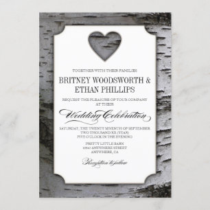 Invitations de mariage d'écorce d'arbre de bouleau
