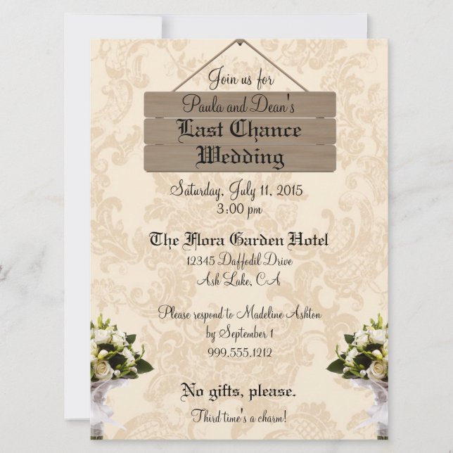 Invitations de mariage Dernière chance personnalis (Devant)