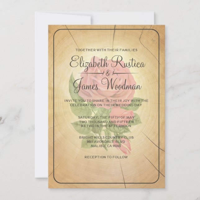 Invitations de mariage des anneaux de l'arbre du p (Devant)