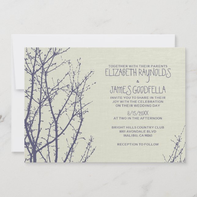Invitations de mariage des branches d'arbre (Devant)