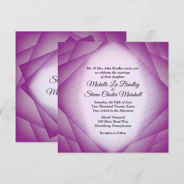 Invitations de mariage des calques violets (Devant / Derrière)