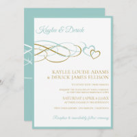 Invitations de mariage des coeurs | Lt Turquoise &
