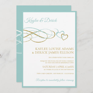 Invitations de mariage des coeurs   Lt Turquoise &