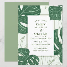 Invitations de mariage des feuilles de Monstera tr