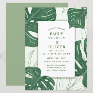 Invitations de mariage des feuilles de Monstera tr