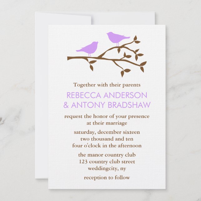 Invitations de mariage des Inséparables (Devant)