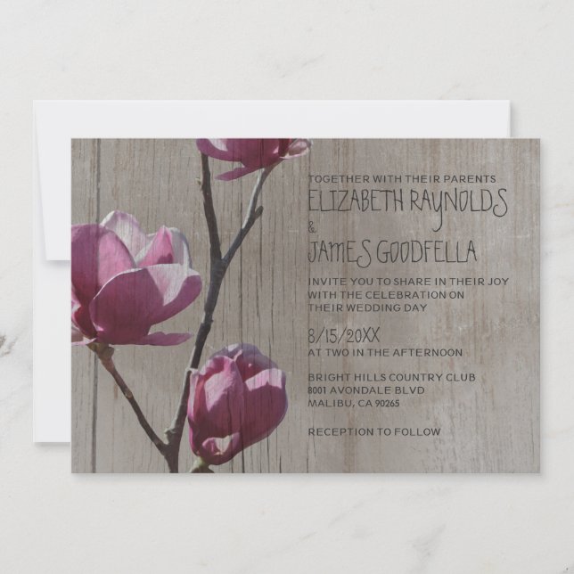 Invitations de mariage des Magnolias russes (Devant)