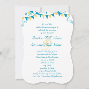 Invitations de mariage des mendiants bleus et jaun