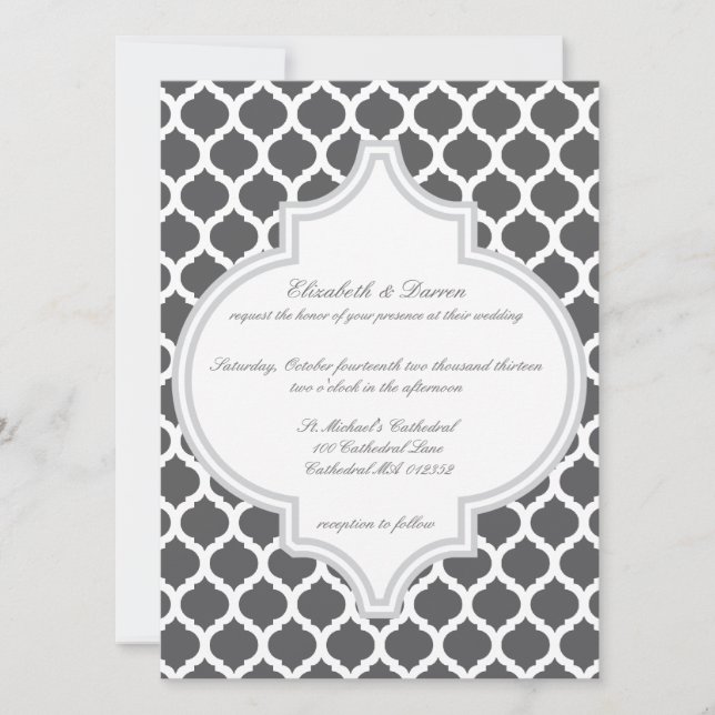Invitations de mariage des Motifs gris marocains (Devant)