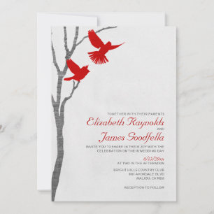 Invitations de mariage des oiseaux rouges Vintages