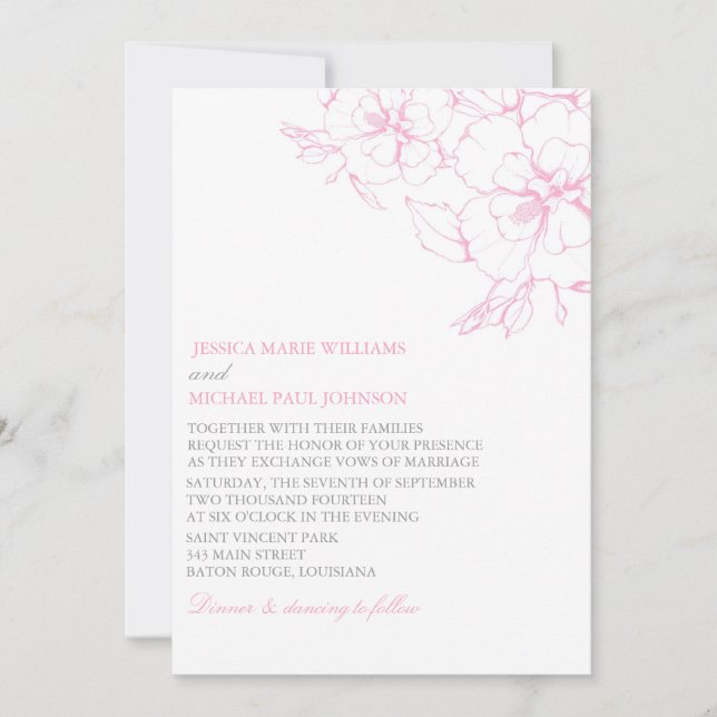 Invitations de mariage des Roses romantiques (Devant)