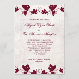 Invitations de mariage des vignes