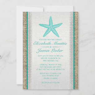 Invitations de mariage d'étoiles de mer de pays