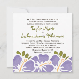 Invitations de mariage d'hibiscus pourpres