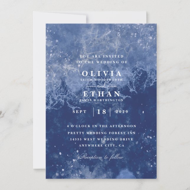 Invitations de mariage d'hiver bleu (Devant)