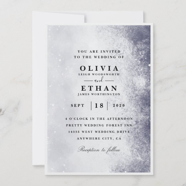 Invitations de mariage d'hiver en argent (Devant)