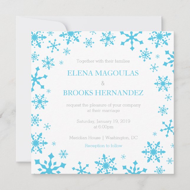 Invitations de mariage d'hiver Snowflakes (Devant)