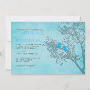Invitations de mariage d'oiseaux bleus rustiques