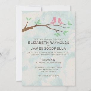 Invitations de mariage d'oiseaux rouges rustiques