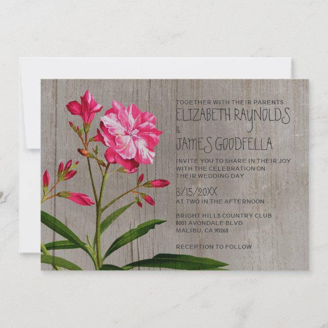 Invitations de mariage d'Oleandre rustique (Devant)