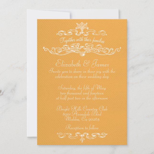 Invitations De Mariage D'Or De Luxe Simple (Devant)