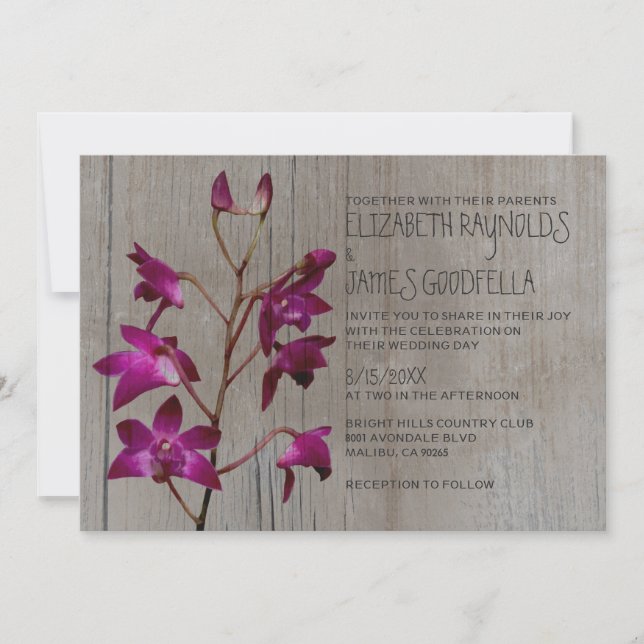 Invitations de mariage d'orchidées de Dendrobium (Devant)