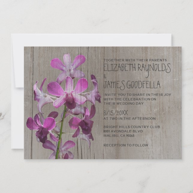 Invitations de mariage d'orchidées rustiques (Devant)