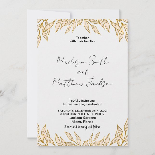 Invitations de mariage du blé (Devant)