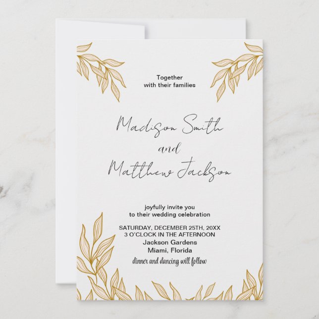 Invitations de mariage du blé (Devant)