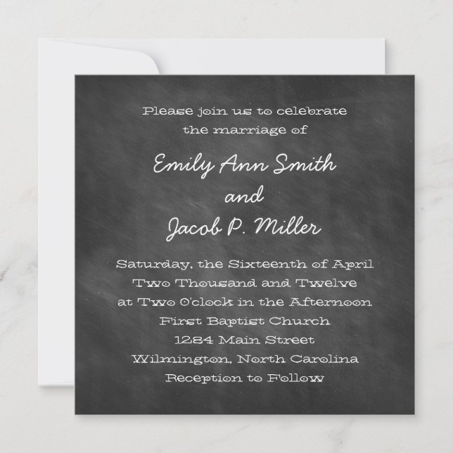 Invitations de mariage du Carré du tableau de bord (Devant)