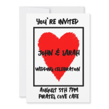 INVITATIONS DE MARIAGE DU COEUR ROUGE PERSONNALISÉ