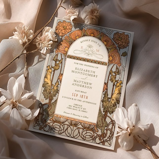 Invitations de mariage du coquelicot orange Art No (Créateur téléchargé)