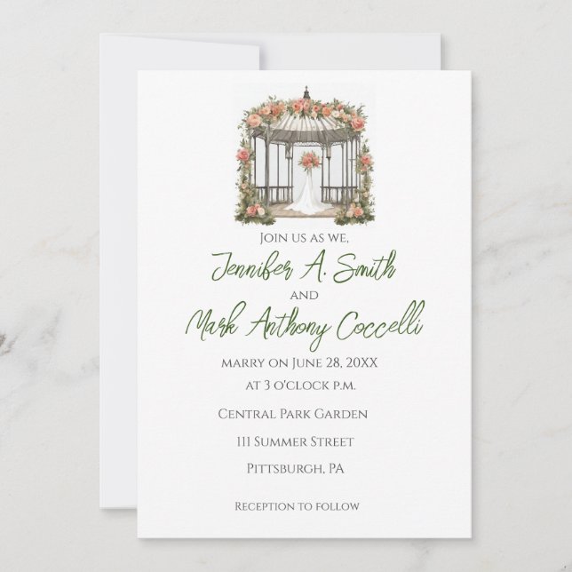 Invitations de mariage du jardin Gazebo avec des R (Devant)