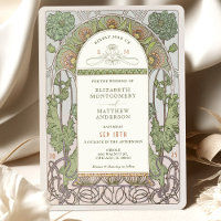 Invitations de mariage du pavot Art Nouveau par Mu