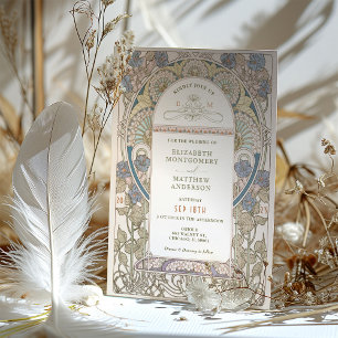 Invitations de mariage du pavot Art Nouveau par Mu