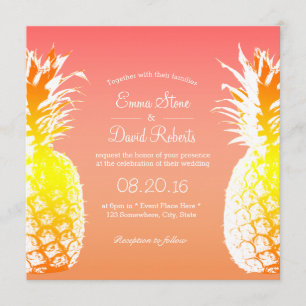 Invitations de mariage élégantes à l'ananas tropic