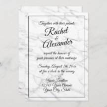 Invitations de mariage élégantes en marbre blanc
