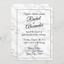 Invitations de mariage élégantes en marbre blanc