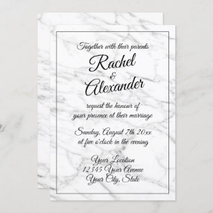 Invitations de mariage élégantes en marbre blanc