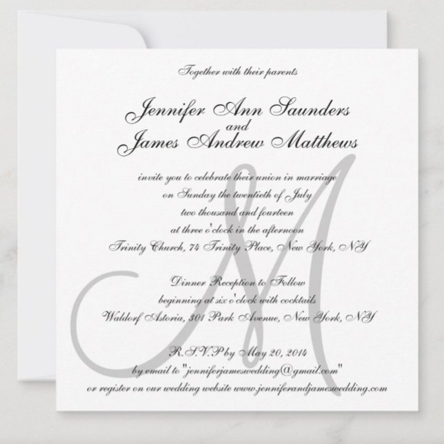 Invitations de mariage élégantes Monogramme Noms i (Créateur téléchargé)