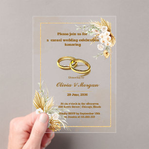 invitations de mariage en acrylique simple Beige e