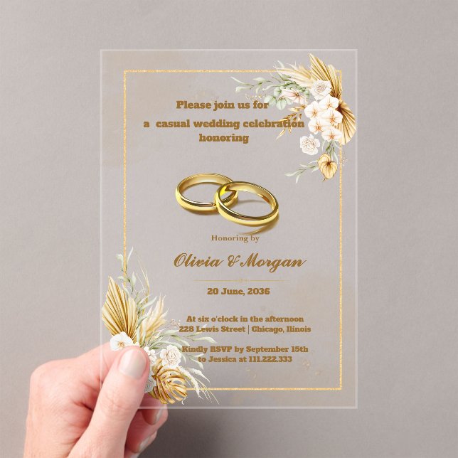 invitations de mariage en acrylique simple Beige e (In situ (ordinateur de poche))