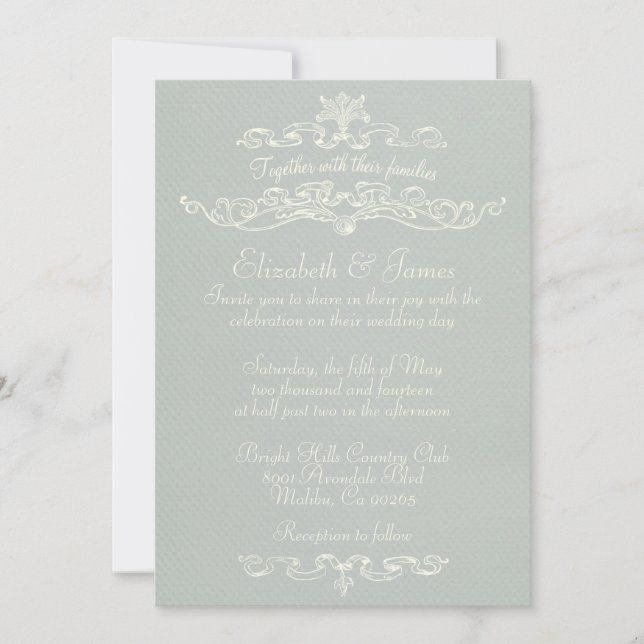 Invitations De Mariage En Argent De Luxe Simple (Devant)