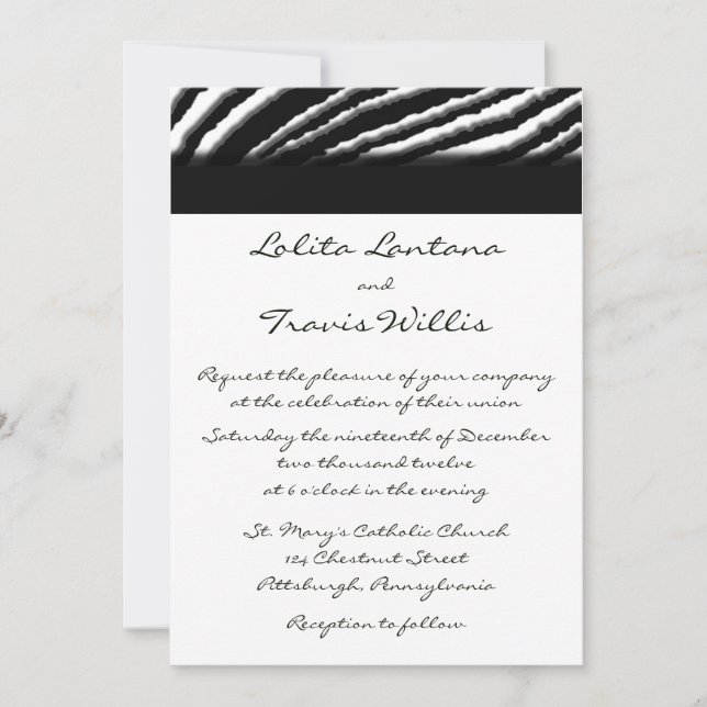 Invitations de mariage en bande Zebra (Devant)