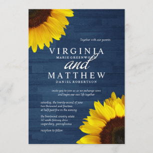 Invitations de mariage en bois et de tournesol de