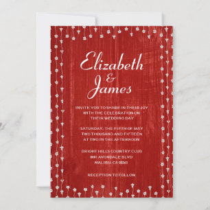 Invitations de mariage en bois rustique blanc roug