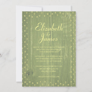 Invitations de mariage en bois rustique jaune et v