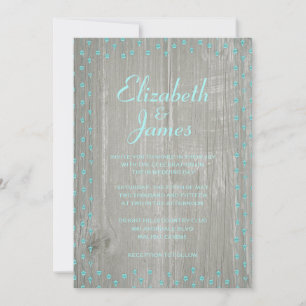 Invitations de mariage en bois rustique Turquoise