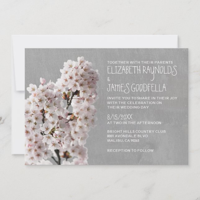 Invitations de mariage en fleurs de cerisiers (Devant)