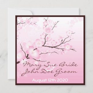 Invitations de mariage en fleurs de cerisiers rose